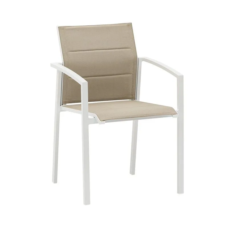 Chaise de jardin en aluminium et textilène blanc et taupe, 57 x 58 x 86 cm | Orick