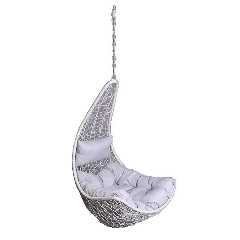 Chaise suspendue Half Moon en rotin synthétique et métal gris, 82x75x125 cm