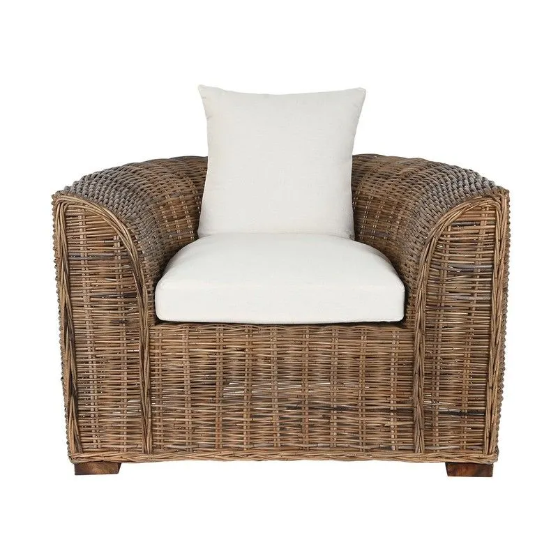 Fauteuil de jardin en rotin et tressé naturel et beige, 100 x 78 x 68 cm | Fibre Extérieure
