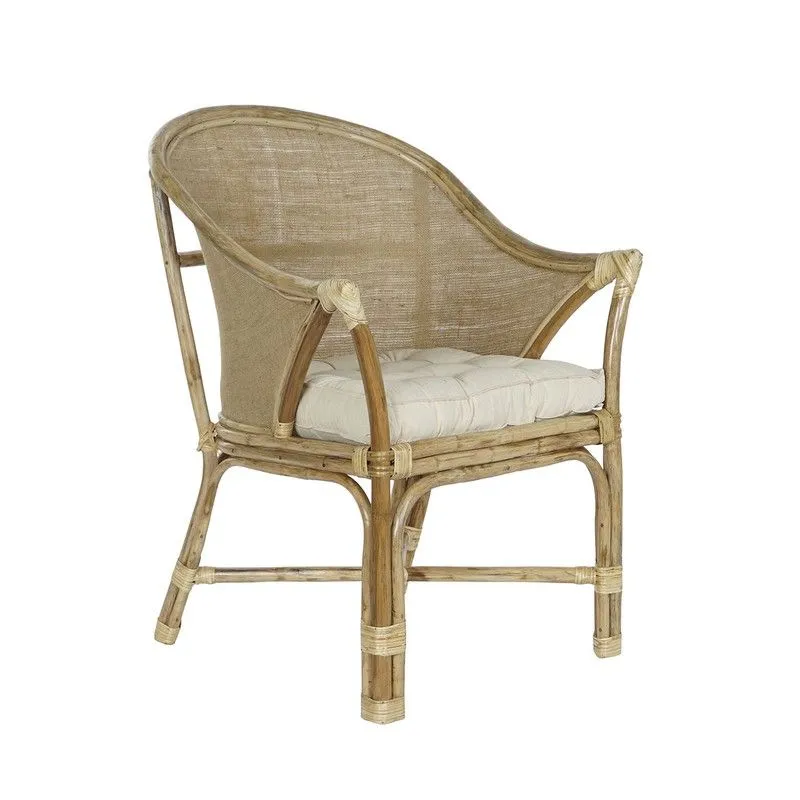 Fauteuil de jardin en rotin et tressé naturel et beige, 63 x 66 x 88 cm | Bord de mer