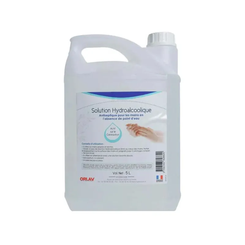 Solution hydroalcoolique ORLAV virucide bidon de 5L