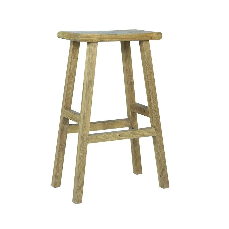 Tabouret d'extérieur en bois de teck recyclé naturel, 53 x 31 x 80 cm | Pyu