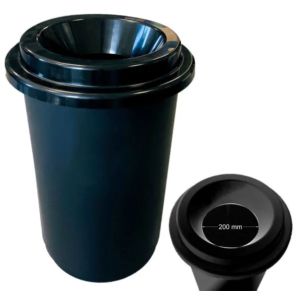 Poubelle Donuts 50L noire sans contact