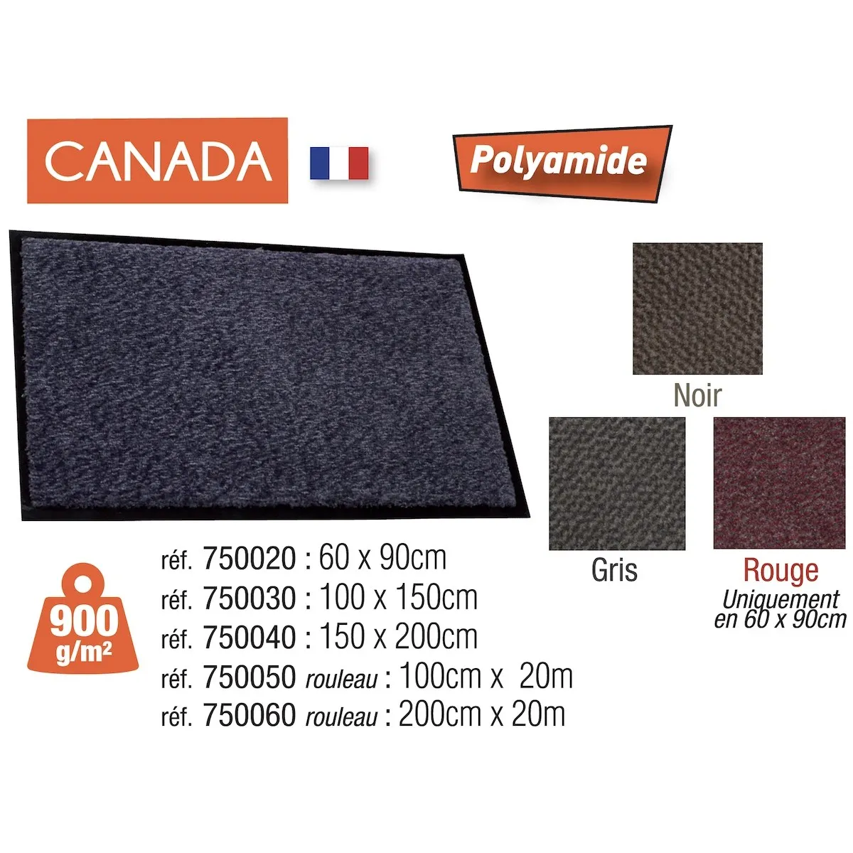 Tapis de propreté CANADA fort trafic 900gm²