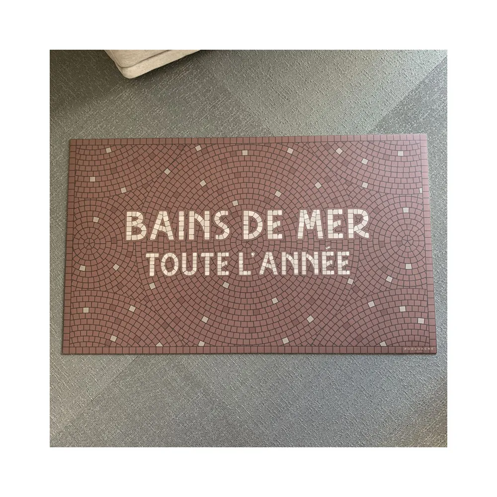 Tapis vinyle personnalisé Bains de mer toute l'année Pôdevache 49.5x83cm