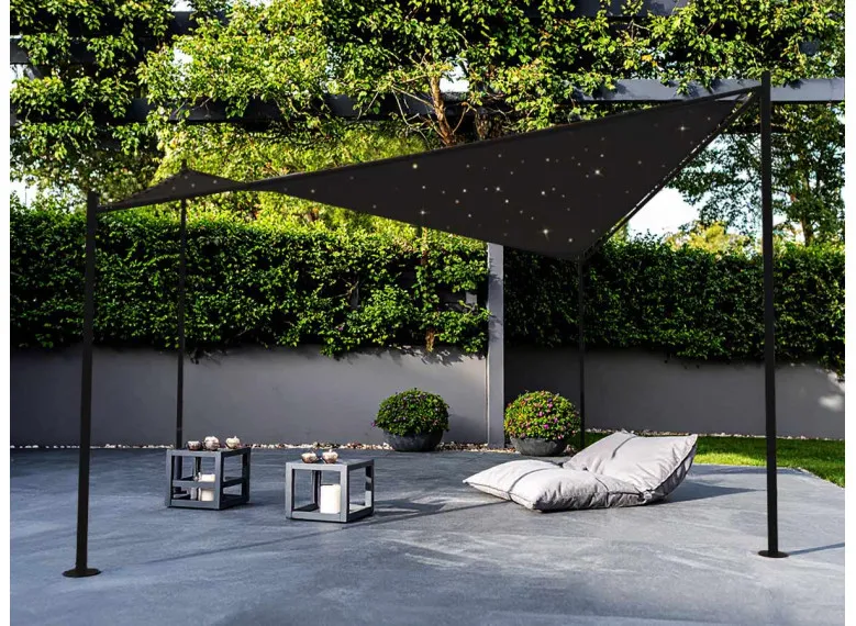 Tonnelle de jardin Nassau Ciel Étoilé 3,5 x 3,5 x 2,8 m avec 200 LEDs - Jardiline