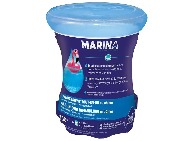 Traitement tout-en-un au chlore en diffuseur flottant 1 à 2 mois pour 10 à 30 m³ - Marina