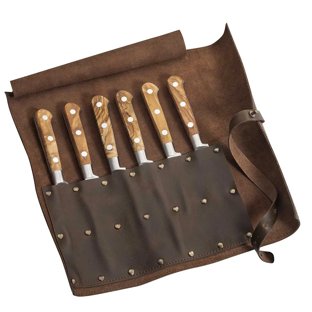 Trousse en cuir et kit de 6 couteaux à steak BBR - FISCHER