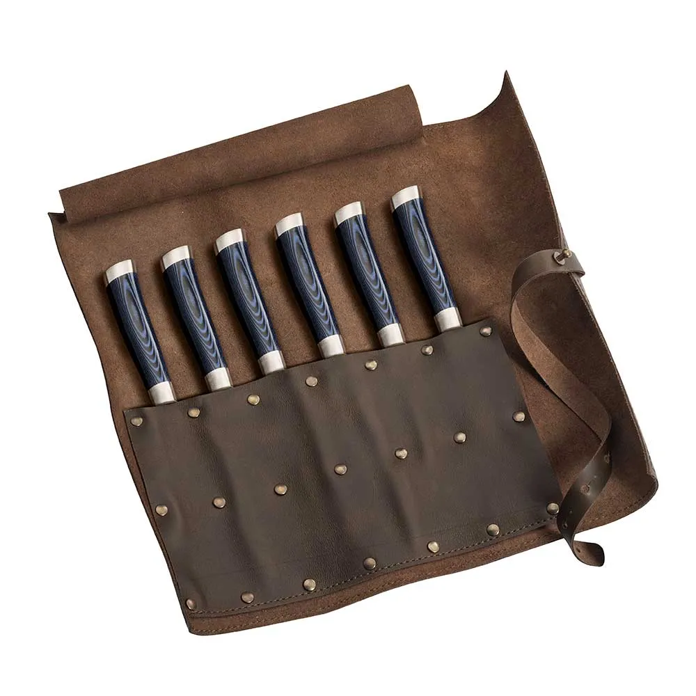 Trousse en cuir et kit de 6 couteaux à steak ZEN - FISCHER