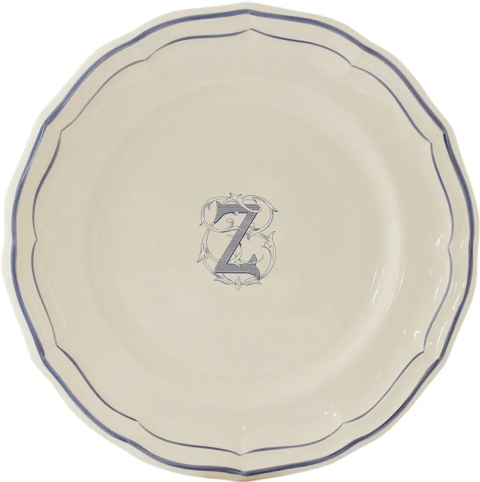 Assiette Canapés 16.5 cm Z FILET BLEU MONOGRAMME