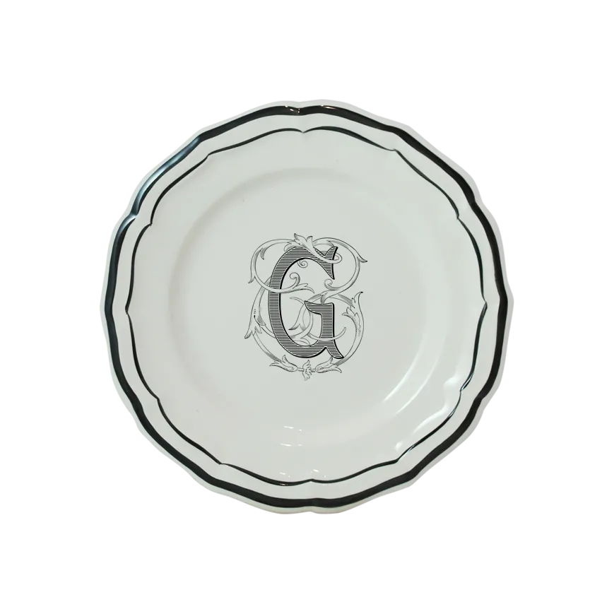 Assiette Canapés 16.5 cm W FILET MANGANESE MONOGRAMME