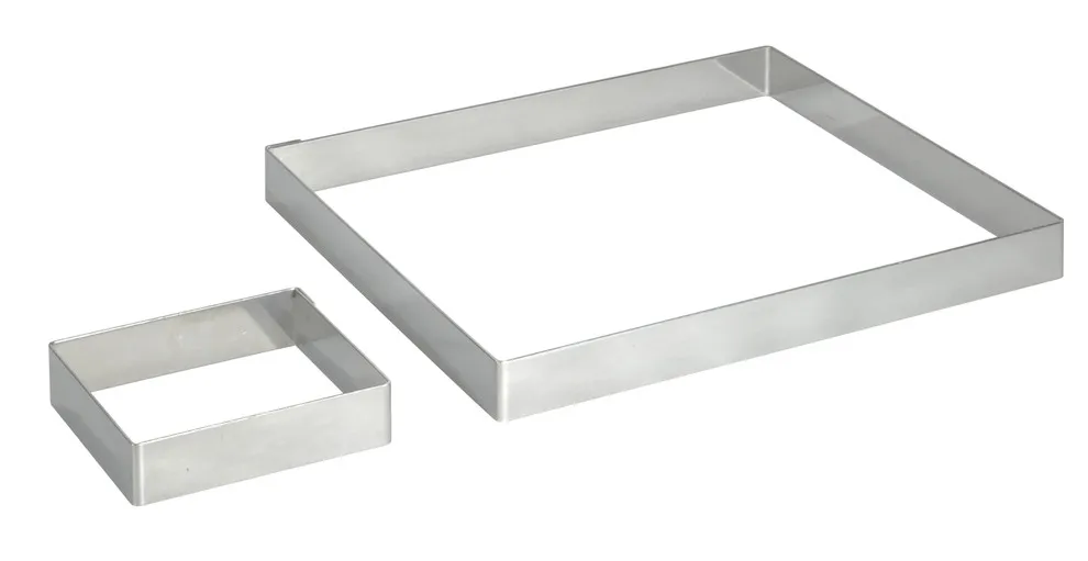 Cercle à tarte carré en inox H. 2 cm - L. 20 cm