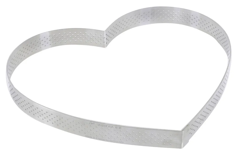 Cercle à tarte "coeur" perforé en inox H. 2 cm - Ø 22 cm