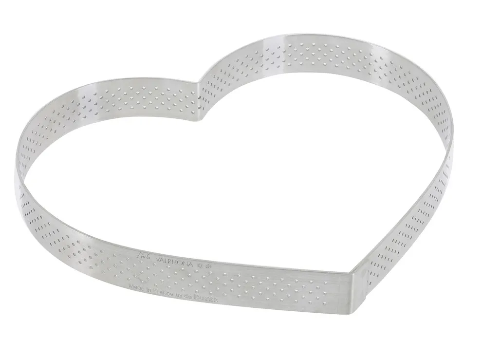 Cercle à tarte "coeur" perforé en inox H. 2 cm - Ø 18 cm