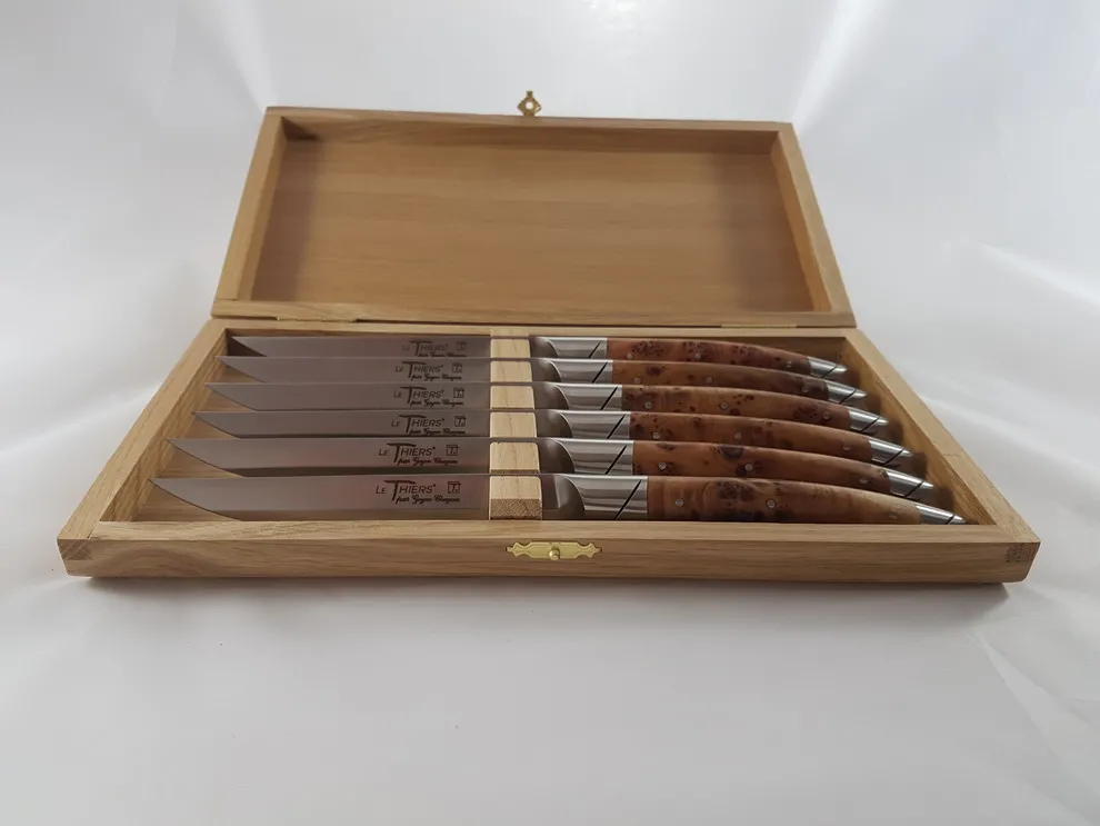 Coffret 6 couteaux Thiers Avantage en Loupe de Cade finition Mat