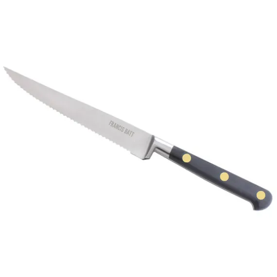 Couteau à steak Forgé Pro micro denté 13 cm manche noir rivets laiton