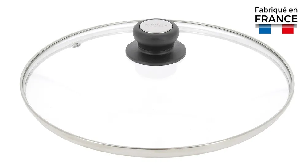 Couvercle verre bouton bak./inox ø 24cm