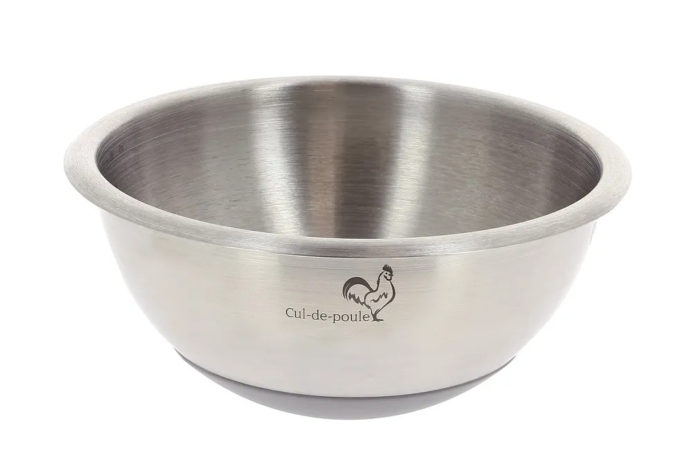 Bassine 1/2 sphérique ø 24 cm en inox avec fond anti dérapant en silicone