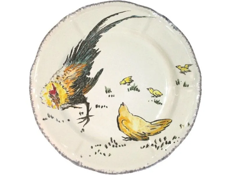 Assiette Dessert 23.2 cm Coq Et Poule GRANDS OISEAUX