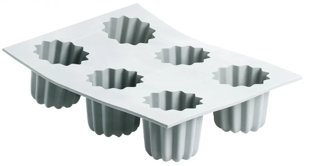 Plaque de 6 Mini Cannelés en mousse de silicone alimentaire Elastomoule