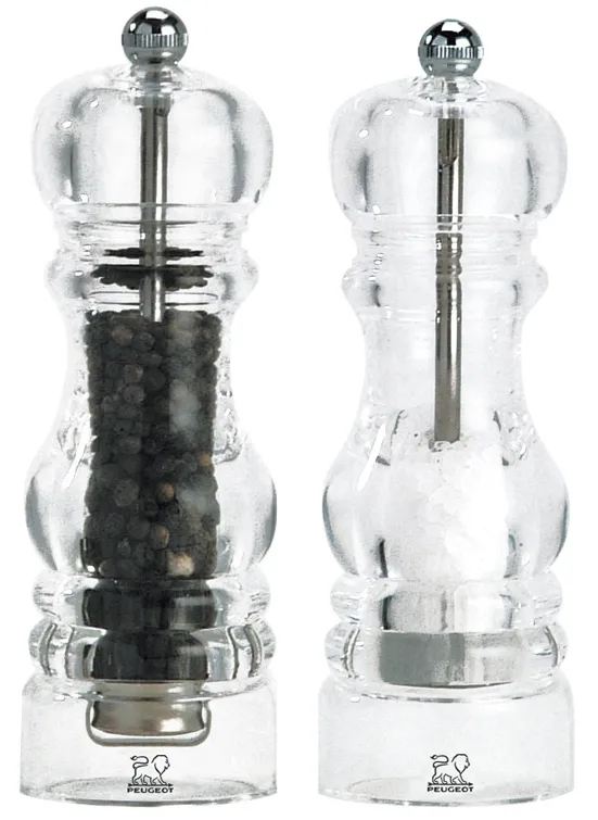 Moulins à sel et à poivre manuel Duo Nancy transparent Acrylique 18 cm