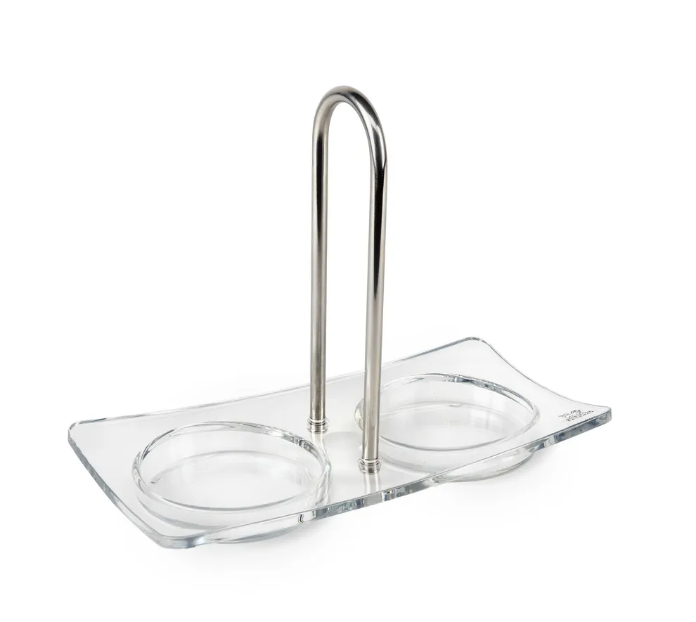 Plateau duo vide pour moulins max 6,4 cm diamètre - transparent 19 cm x 9 cm x 1
